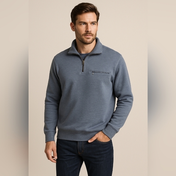 Pendleton Blue Quarter Zip Pullover 100%Cotton Mens XXL